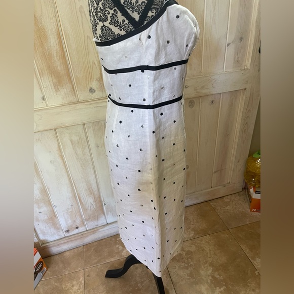 Nikki Valenti Irish Linen Halter Dress Size 8 White with Navy Polka Dots - Picture 5 of 8
